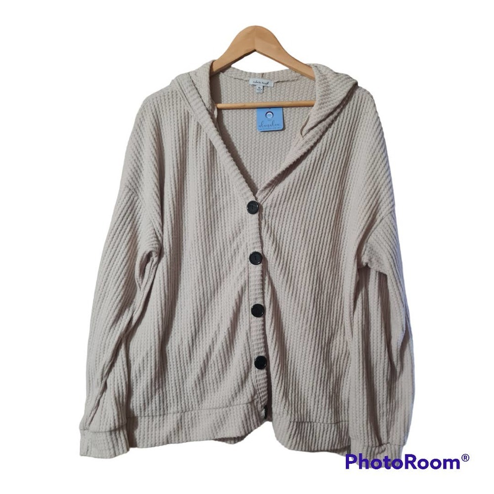 Button Down Sweater Jacket w. Hood NWT!